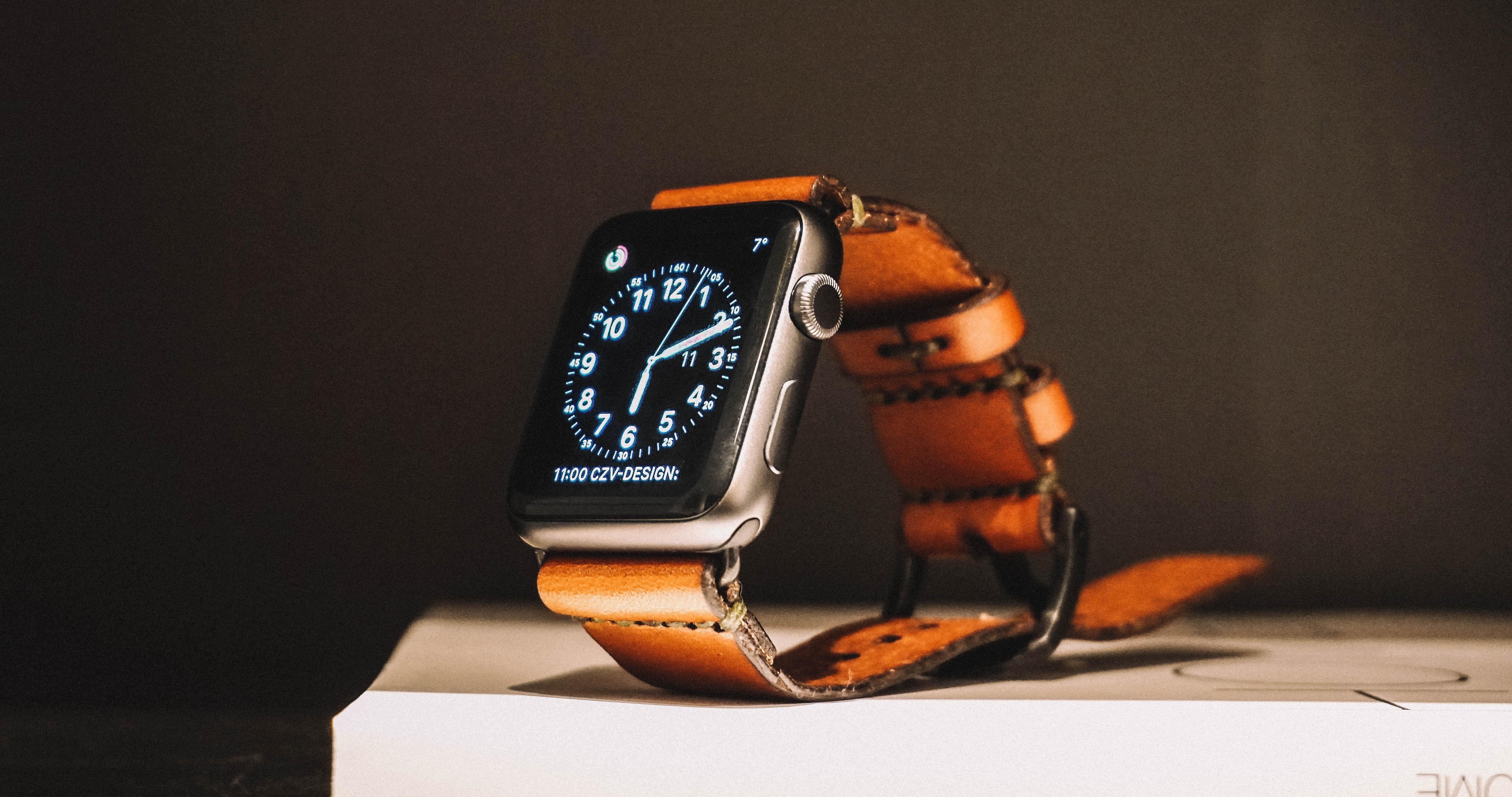 Apple Watch with leather wristband
